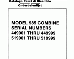 Parts Catalog for New Holland Combine model 985