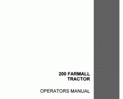 Operator's Manual for Case IH Tractors model Farmall 200