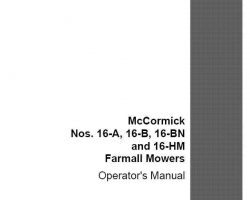 Operator's Manual for Case IH Tractors model Farmall 16-B