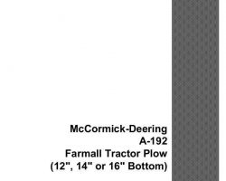 Operator's Manual for Case IH Tractors model Farmall A-192