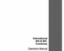 Operator's Manual for Case IH Combine model 403