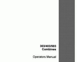 Operator's Manual for Case IH Combine model 303