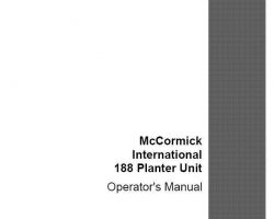 Operator's Manual for Case IH Planter model 188