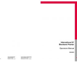 Operator's Manual for Case IH Planter model 87