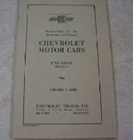 1930 Chevrolet Universal Model Series AD Owner's Manual