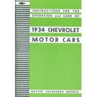 1934 Chevrolet Master Passenger Car Models Owner's Manual
