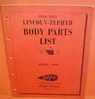 1936 Lincoln Zephry Body Parts Catalog