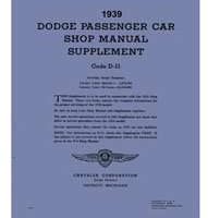 1939 Dodge Deluxe Service Manual Supplement