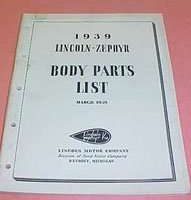 1939 Lincoln Zephry Body Parts Catalog