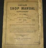 1939 Chrysler Imperial Service Manual Supplement