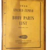 1940 Lincoln Zephry Body Parts Catalog