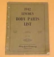 1942 Lincoln Continental Body Parts Catalog
