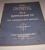 1962 Lincoln Continental Service Manual Supplement