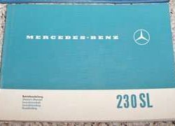 1965 Mercedes Benz 230 SL Owner's Manual