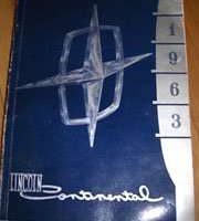 1963 Lincoln Continental Owner Operator User Guide Manual