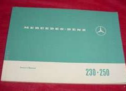 1969 Mercedes Benz 230 Euro Models Owner's Manual