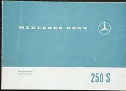1968 Mercedes Benz 250S Euro Models Owner's Manual