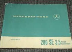 1970 Mercedes Benz 280SE 3.5 Coupe & Convertible 111 Chassis Owner's Manual
