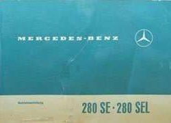1969 Mercedes Benz 280SE & 280SEL 108 Chassis Owner's Manual
