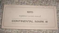1970 Lincoln Continental Mark III Owner's Manual
