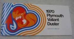 1970 Plymouth Valiant & Duster Owner's Manual
