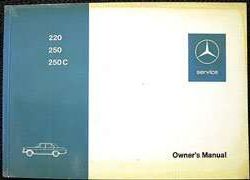 1972 Mercedes Benz 220, 250, 250C Euro Models Owner's Manual