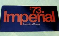1973 Chrysler Imperial Owner's Manual