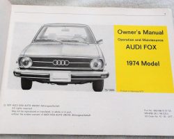 1974 Audi Fox Owner Manual