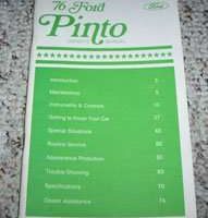 1976 Ford Pinto Owner's Manual