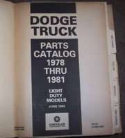1978 Dodge Power Wagon Mopar Parts Catalog Binder