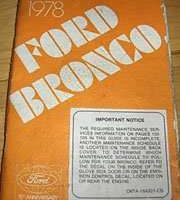1978 Ford Bronco Owner's Manual