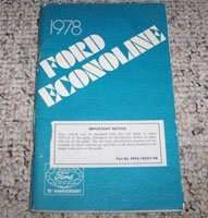 1978 Ford Econoline E-100, E-150, E-250 & E-350 Owner's Manual