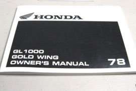 1978 Honda GL1000 Gold Wing Motorcycle Owner's Manual