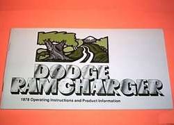1978 Dodge Ramcharger Owner's Manual
