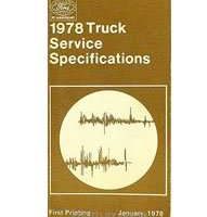 1978 Ford F-Series Truck Specificiations Manual