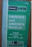 1978 GMC Vandura & Rally Owner's Manual