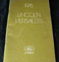 1978 Lincoln Versailles Owner's Manual