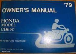1979 Honda CB650 Motorcycle Owner's Manual