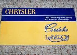 1979 Chrysler Lebaron, Cordoba Owner's Manual