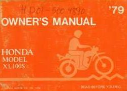 1979 Honda XL100S Motorcycle Owner's Manual