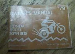 1979 Honda XR185 Motorcycle Owner's Manual