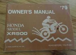 1979 Honda XR500 Motorcycle Owner's Manual