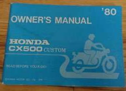 1980 Honda CX500C Custom Motorcycle Owner's Manual