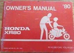 1980 Honda XR80 Motorcycle Owner's Manual