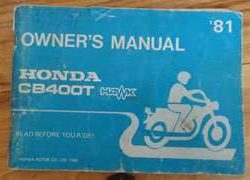1981 Honda CB400T Hawk Motorcycle Owner's Manual