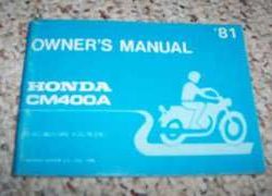 1981 Honda CM400A Motorcycle Owner's Manual