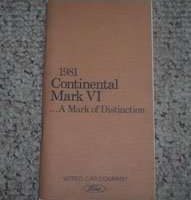 1981 Lincoln Continental Mark VI Owner's Manual