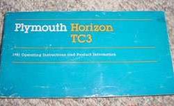 1981 Plymouth Horizon & TC3 Owner's Manual