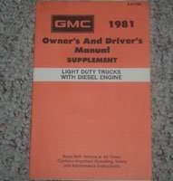 1981 GMC Light Duty Trucks with Diesel Engines Owner's Manual Supplement
