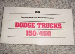 1981 Dodge Trucks 150 250 350 450 Owner's Manual